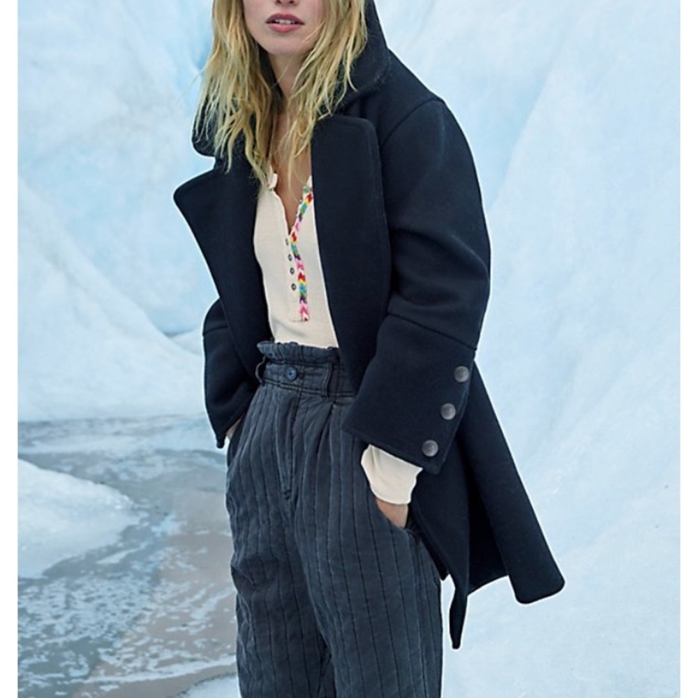 NWT Free People Naiomi Solid Wool Peacoat